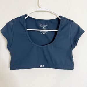 SET Active Navy Crop Top